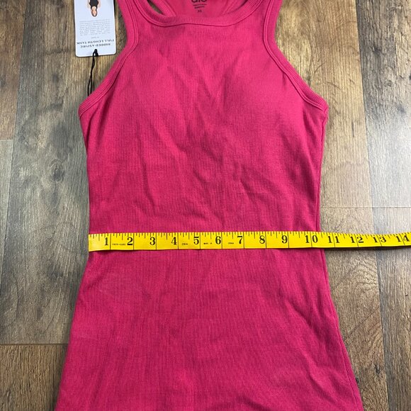ALO YOGA Ribbed Aspire Full Length Tank Pink Tank Top - Picture 6 of 7